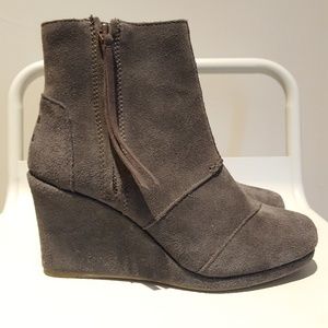 TOMS Grey Desert Wedge Boots